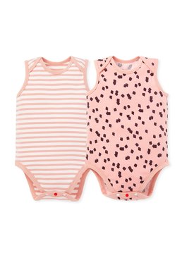 Grass Jelly Baby Cotton S/L Bodysuit 2 Pcs Pack - Dusty Pink