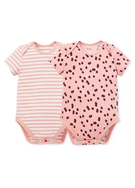 Grass Jelly Baby Cotton S/S Bodysuit 2 Pcs Pack - Dusty Pink
