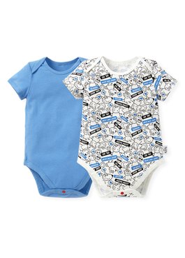 Label Peppa Pig Baby Cotton S/S Bodysuit 2 Pcs Pack - Blue