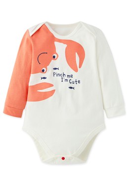 Cutie Crab Baby Cotton L/S Bodysuit - Cream