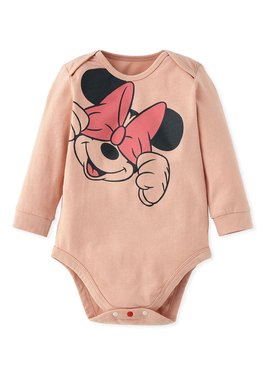 Disney Shy Minnie Mouse Baby Cotton L/S Bodysuit - Coral