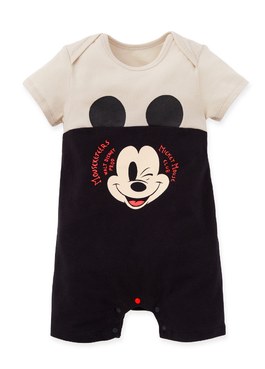 Disney Baby Cotton S/L Romper - Black