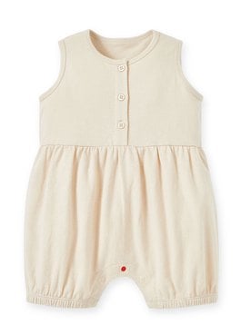 Button Front Baby Sleeveless Romper - Cream