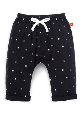 Twinkle Stars Baby Cotton Rolled Up Pants - Black