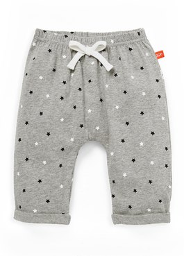 Twinkle Stars Baby Cotton Rolled Up Pants - Silver