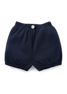 Baby Cotton Wide-leg Shorts - Navy