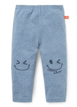 Baby Cotton Full-length Leggings-Smile - Mid Blue