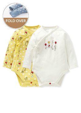 Disney Winnie The Pooh Newborn Cotton L/S Bodysuit 2 Pcs Pack - Yellow