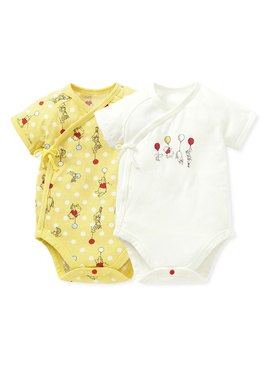 Disney Winnie The Pooh Newborn Cotton S/S Bodysuit 2 Pcs Pack - Yellow