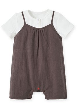 Baby Short Sleeve Romper - Taupe