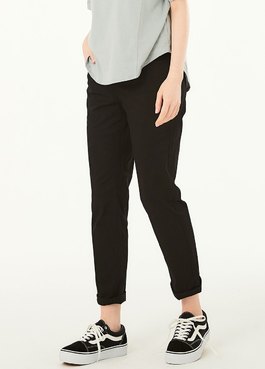 Cotton Maternity Slim Pants - Black