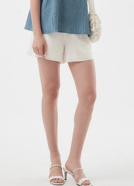 Cooling Linen Maternity Shorts - White