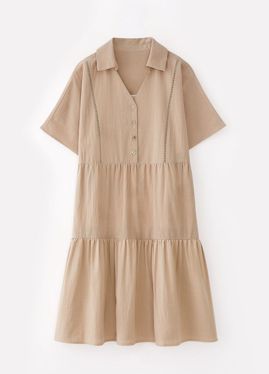 Cotton Maternity & Nursing Short Sleeve Tiered Dress