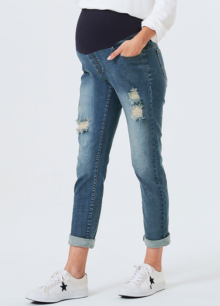 Ripped Detail Maternity Jeans