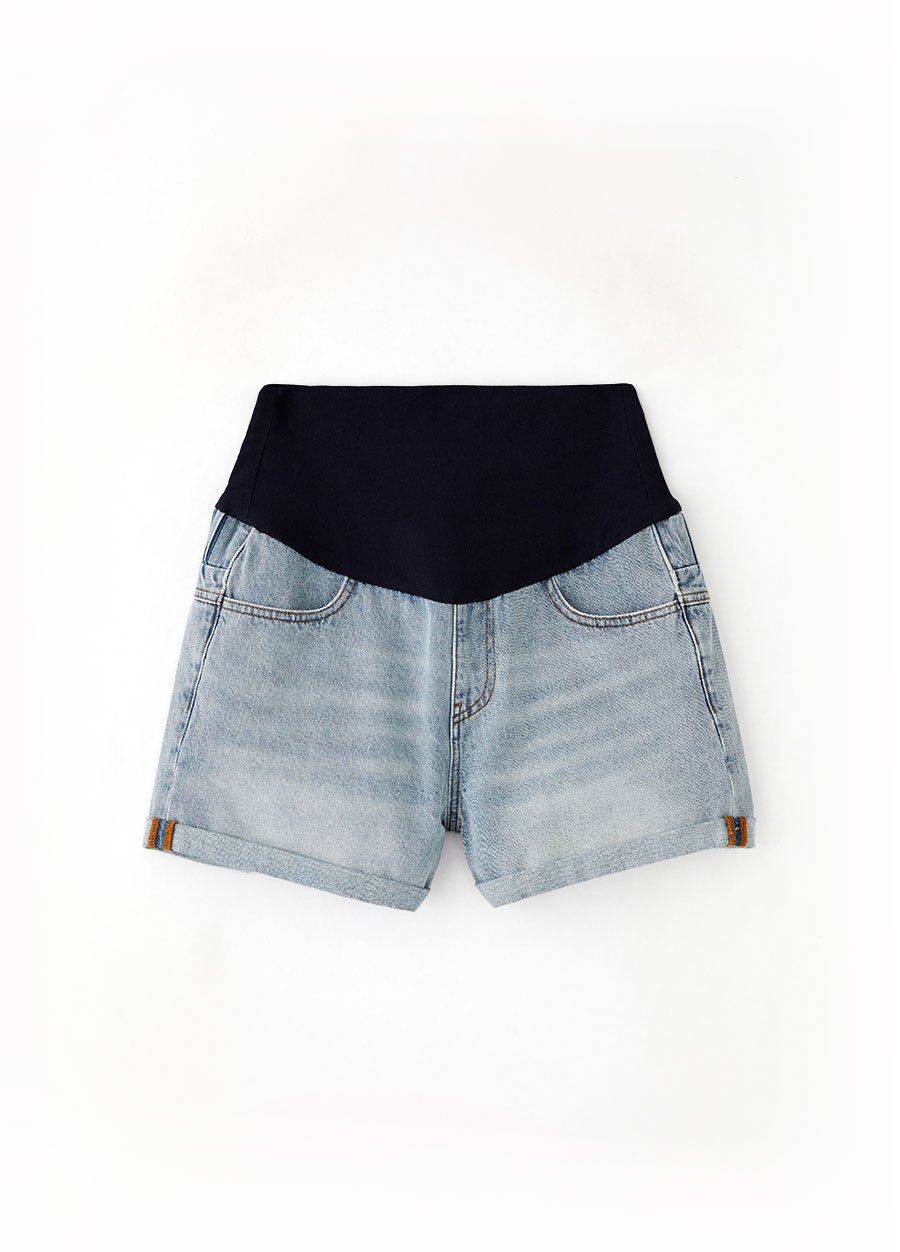 Cuffed Maternity Denim Shorts