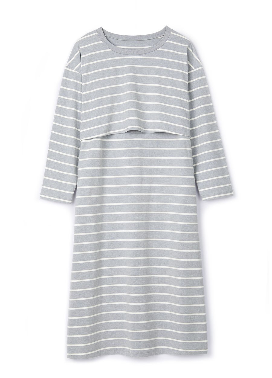Striped Maternity & Nursing Pyjama Dress