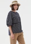 Striped Puff Sleeve Maternity & Nursing Top