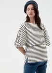 Striped Puff Sleeve Maternity & Nursing Top