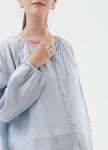 Pleated Round Neck Long Sleeve Maternity & Nursing Blouse