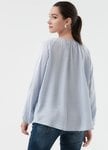 Pleated Round Neck Long Sleeve Maternity & Nursing Blouse