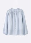 Pleated Round Neck Long Sleeve Maternity & Nursing Blouse