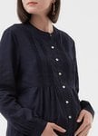 Emboss Pleated Long Sleeve Maternity & Nursing Shirt