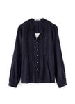 Emboss Pleated Long Sleeve Maternity & Nursing Shirt