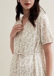 Floral Print Puff Sleeve Maternity & Nursing Dress