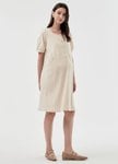 Buttoned Square Neck Maternity & Nursing Short Sleeve Dress