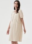 Buttoned Square Neck Maternity & Nursing Short Sleeve Dress