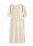 Buttoned Square Neck Maternity & Nursing Short Sleeve Dress