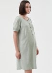 Buttoned Square Neck Maternity & Nursing Short Sleeve Dress