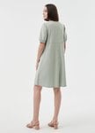 Buttoned Square Neck Maternity & Nursing Short Sleeve Dress