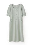 Buttoned Square Neck Maternity & Nursing Short Sleeve Dress