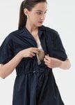 Collared Tie Waist Maternity & Nursing Short Sleeve Dress