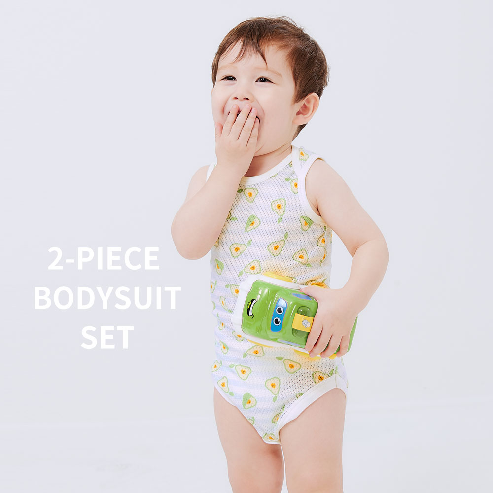 Baby Cotton Mesh S/L Bodysuit 2 Pcs Pack