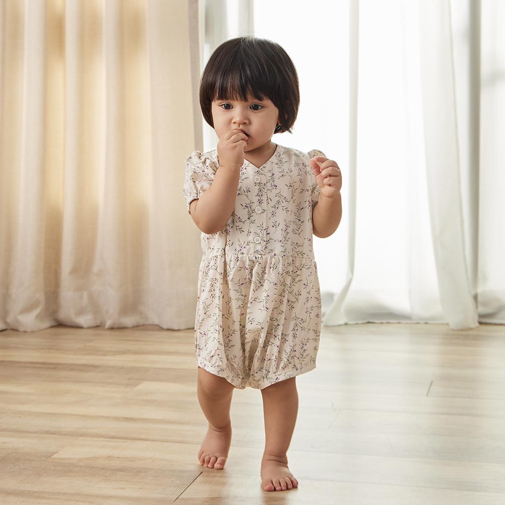 Floral-print Baby Short Sleeve Romper