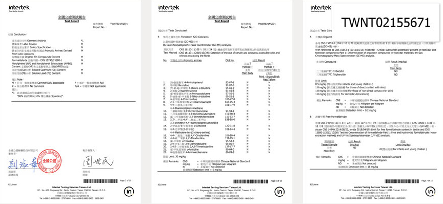 Comply with CNS15290 textile standard.