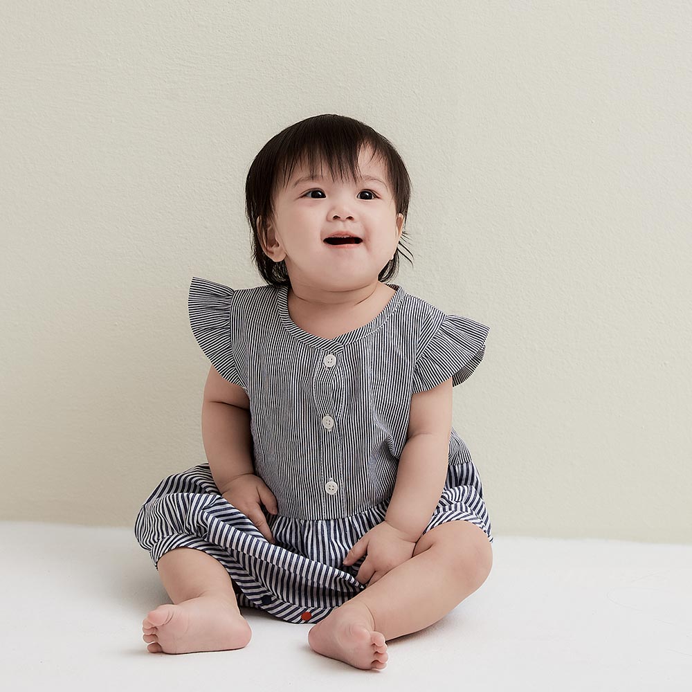 Striped Baby Ruffle Sleeve Romper