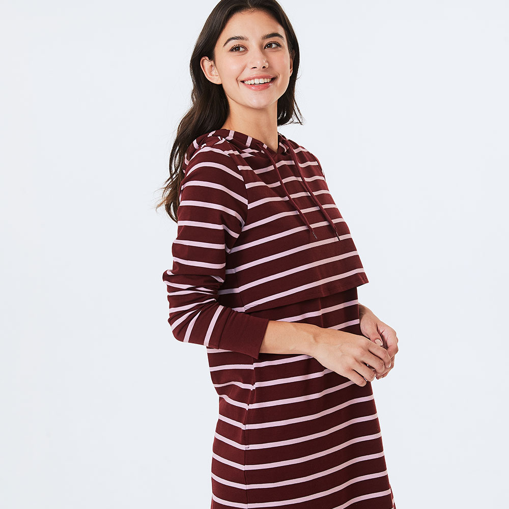 Striped Maternity & Nursing Dress