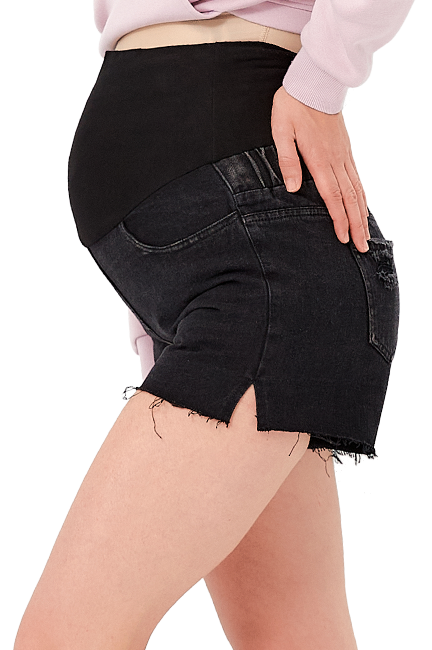 Raw Hem Ripped Maternity Denim Shorts