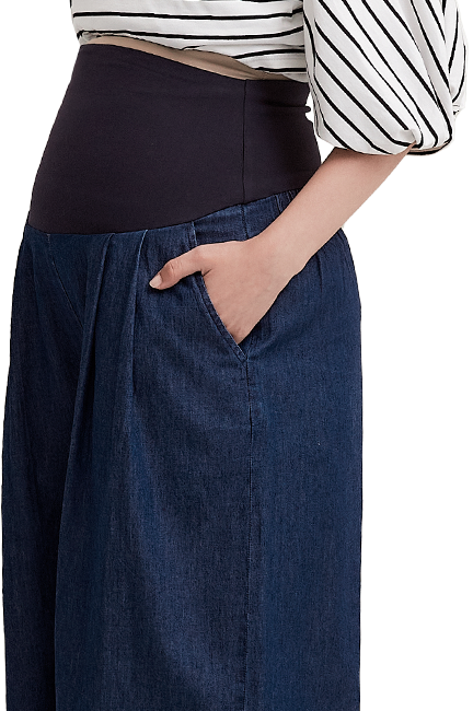 Drapey Wide Maternity Denim Pants