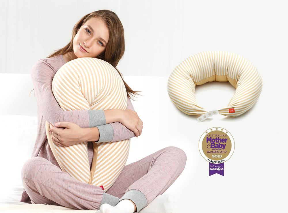 Non-Toxic Maternity & Feeding Pillow Case - Yellow Stripe